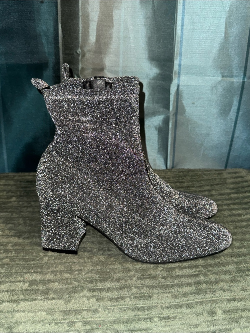 Glitter Stretch Ankle Booties - silver